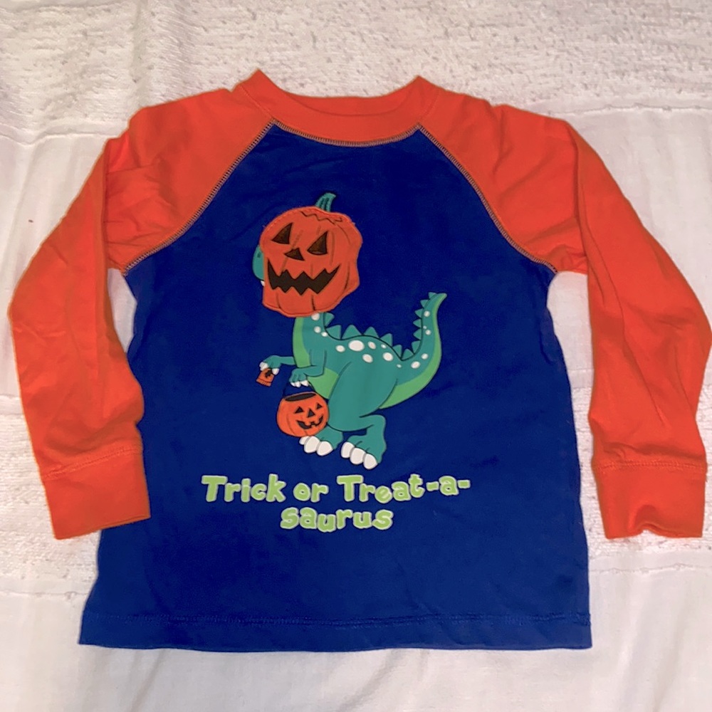 EUC Mix & match pumpkin peekaboo Dino baseball T-shirt, size 3T 🎃 🦖